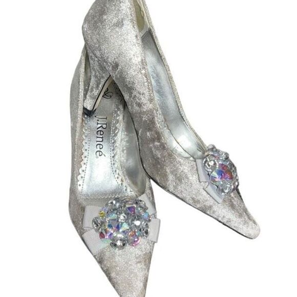 J Renee Alexis Jeweled Velvet Pumps Wedding Shoes Size 5 - Picture 3 of 6